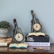 Customizable Decorative Resin Ornament Creative Gift Home Decoration Book Violin Theme Clock Design Personalized Style - Image 2