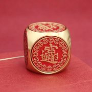 黄铜手把件红油日进斗金吉祥如意六面转转可旋转纯铜摆件铜工艺品 - Image 4