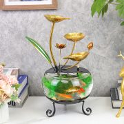 Simplified Home Water Flow Ornament Glass Fish Tank Recirculating Wealth Attracting Landscape for Living Room Office Opening Gifts - Image 3
