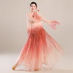 New Classic Dance Performance Costume Women Phoenix Red Gradient Color Drifting Silk Clothes Chinese Fan Dance Performance Outfit