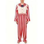 Adult Stage Performance Costume Scary Clown Suit Halloween Party Theme One-Piece Striped Outfit for Adult Performances