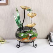 Creative Glass Fish Tank Water Flowing Fountain Small Desktop Landscape Ornament Ideal Opening Gift Decoration - Image 2