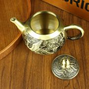 黄铜龙凤山水茶壶家居茶桌茶具纯铜摆件龙凤呈祥小茶壶会销礼品 - Image 3