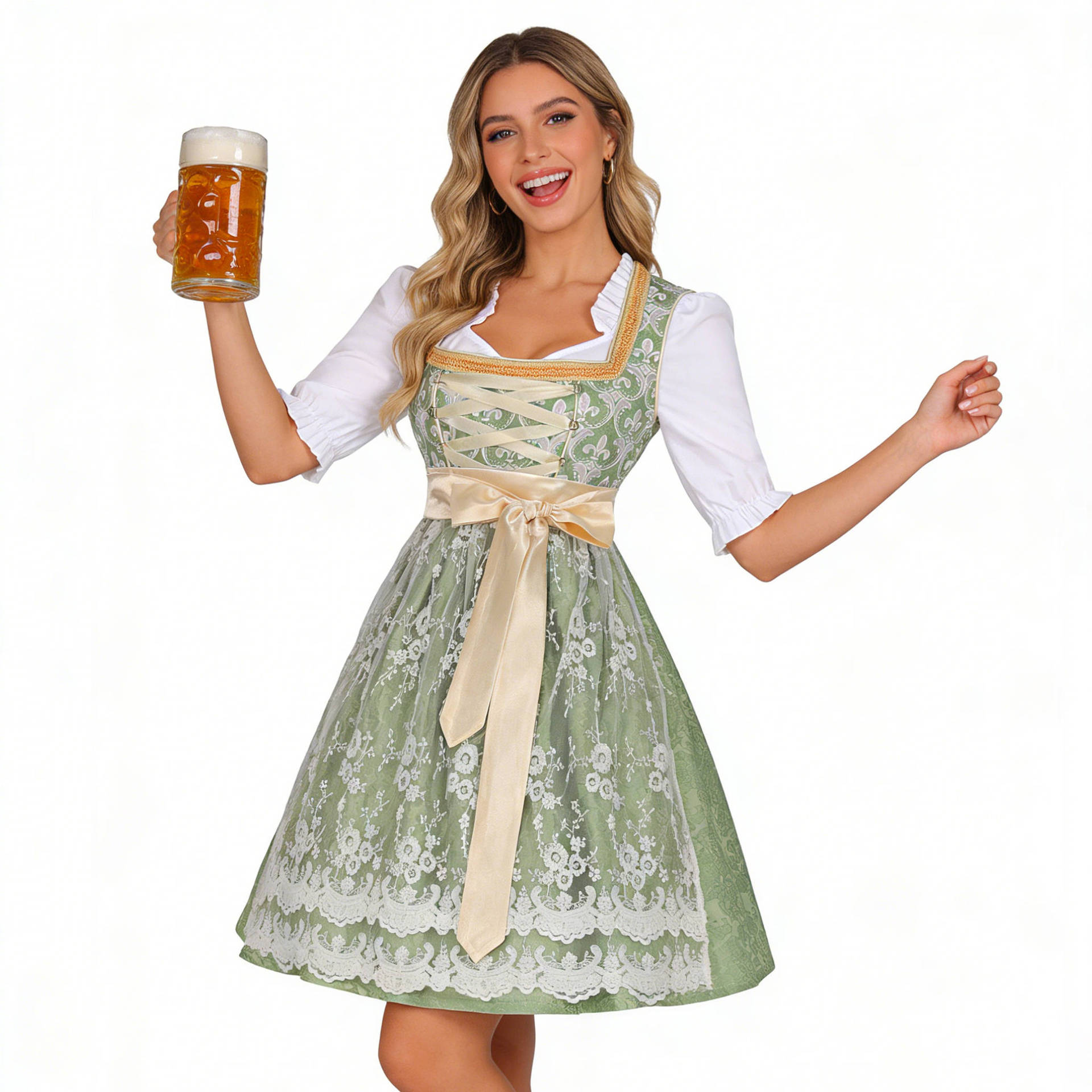 O1CN011rJl3N1Xeh7Y6QOzL_2867852949-0-cib.jpg Traditional German Beer Festival Costume Adult Stage Performance Skirt with Embroidered Lace Munich Beer Outfit Female - Image 1