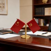 Factory Direct Sale Office Meeting Room Table Decoration Y-Shaped Flag Car Mounted Small Red Copper Flag Pole Wholesale