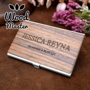 Custom Metal Black Walnut Card Holder with Logo Engraving for Business Promotions Conferences and Public Relations Gifts - Image 3