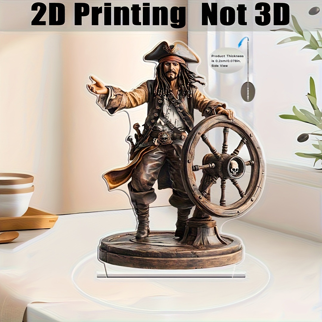 O1CN012Ex46A1PNjWgf9URt_2216989201829-0-cib.jpg Retro Pirate Captain 2D Acrylic Decorative Ornaments Customizable Home Office Coffee Shop Bedroom Tabletop Decor - Image 1