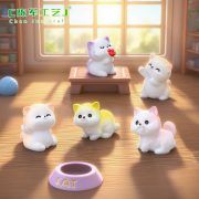 Adorable Kitty Cat Doll with Cute Butterfly Bow Customizable Decorative Ornament for DIY Dollhouse Desktop Decoration Resin Craft