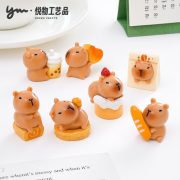 Adorable DIY Customizable Capybara Porcupine Cake Milk Tea Themed Decorative Resin Ornament for Desktop Decoration