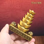Retro Wealth Attraction Treasure Tower Desktop Ornaments Lucky Coin Rotation Piece Entrance Cashier Desk Decoration Metal Craft - Image 3