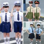 Children's Military Uniform Army Set Small Navy Performance Costume Air Force Student Chorus Toddler Boys Girls Reading