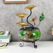 Desktop Fish Tank Water Flowing Fountain Ornament Attracting Wealth Home Living Room Office Decorative Craft Small Landscape
