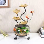 Minimalist Desktop Small Glass Aquarium Waterfall Ornament for Wealth Attracting Suitable for Living Room Office Coffee Table