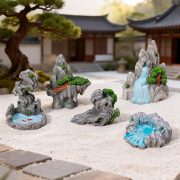 Customizable Decorative Resin Ornament Micro Landscape Simulation Waterfall Pavilion Bridge Garden Landscape Tea Table Accessories - Image 2