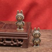 Custom Metal Miniature Figurine Bronze Labubu Retro Desktop Tea Pet Handmade Artwork Craft Decoration Small Tabletop Ornament - Image 3