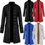 Steam Punk Vintage Uniform Stand Collar Costume for Men Adult Stage Performance Halloween Amazon Europe Style Coat