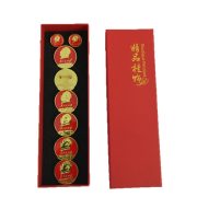Custom Metal Medal Badge Set Including Six Round Moon Service Badges Two Small Red Chest Badges Mao Zedong Commemorative Medal With Box - Image 5