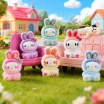 Customizable Decorative Rabbit Resin Ornament Cute Gradient Flocking Design Creative Handmade DIY Jewelry Accessories
