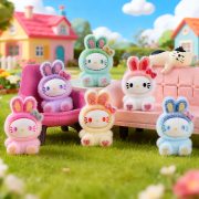Customizable Decorative Rabbit Resin Ornament Cute Gradient Flocking Design Creative Handmade DIY Jewelry Accessories