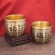 批发黄铜百福缸黄铜米缸招财聚财缸中式家居桌面礼品工艺品摆件 - Image 4