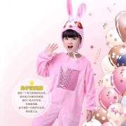 Children's White Rabbit Performance Costume Warm Long Sleeve Animal Show Outfit for Toddler Dance Performances - Image 3
