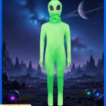 Green Alien One-Piece Suit Halloween Costume for Adults Children's Play Cosplay Tight Fitting Stage Performance Ensemble