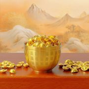 【活动】黄铜实心仿真沙金小元宝一桶金聚宝盆百福缸家居摆件礼品 - Image 3