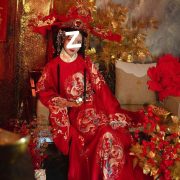 New Year Opening Ceremony Cosplay Costume Adult Stage Performance Hanfu Round Neck Robe Men Women Full Set Delivery - Image 4