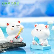 Customizable Decorative Ornaments Ice Cap Polar Bear Series Miniature Snowscape Landscape Cute Bear Fishing Pond Resin Figurine - Image 5