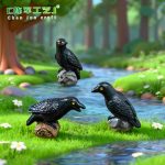 Customizable Decorative Ornament Realistic Crow Figurine Miniature Garden Landscape DIY Decoration Accessory for Car Dashboard
