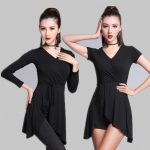 Adult Latin Dance Dress Asymmetric Top Long Sleeve Stage Performance Costume Women's Non-standard Uniform for Adults