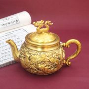 中式黄铜龙凤茶具套装家用复古高档功夫茶壶茶杯茶盘送礼摆件批发 - Image 2