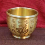 黄铜米缸百福铜缸摆件水缸聚宝盆客厅家居装饰家用小铜盆存钱罐 - Image 5