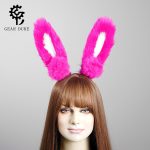 Adjustable Color Block Custom Mascot Costume Headband Halloween Role Play Rabbit Ear Cosplay Plush Hair Accessory
