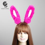 Adjustable Color Block Custom Mascot Costume Headband Halloween Role Play Rabbit Ear Cosplay Plush Hair Accessory