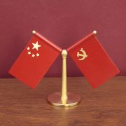 Factory Direct Sale Office Meeting Room Table Decoration Y-Shaped Flag Car Mounted Small Red Copper Flag Pole Wholesale - Image 3