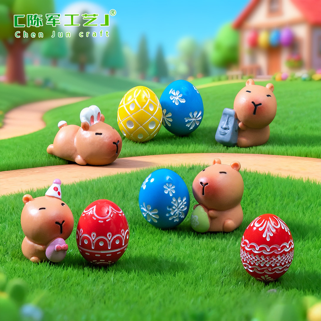 O1CN016MlzNb1Isgywl8q3J_1010460949-0-cib.jpg Creative Miniature DIY Easter Gifting Customizable Decorative Ornaments Capybara Water豚 Figurine Resin Craft Desktop Decoration - Image 1