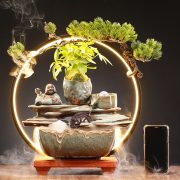Creative Ceramic Flowing Water Fountain Ornament for Living Room Office Desktop Ideal Housewarming Business Opening Gift - Image 2