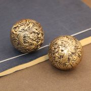 Bronze Dragon And Phoenix Handball Wenhua Health Ball Walnut Model Small Handball Handle Piece Bronze Trinket Custom Metal Medal Badge - Image 2
