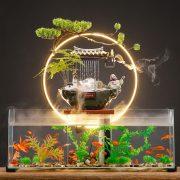 Flowing Water Fountain Ornament Eco-Friendly Glass Goldfish Tank Rectangular Home Decor Ideal for Living Room Desktop TV Cabinet - Image 2