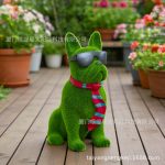 Customizable Decorative Resin Ornament Velvet-Finished Dog Statue Garden Decoration Entranceway Decor Craftwork
