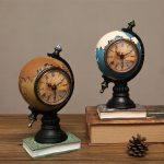 Retro Earth Globe Clock Creative European Style Resin Decorative Ornaments Customizable Desktop Decoration for Bedroom Office