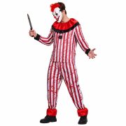 Adult Halloween Red Black Striped Clown Costume With Blood for Party Performance Scary Horror Stage Show Outfit - Image 2