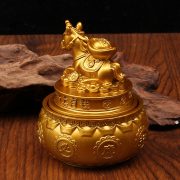 马年吉祥物马背元宝摆件聚宝盆可转转家居摆件招财进宝合金工艺品 - Image 2