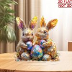 Customizable Cartoon Easter Rabbit Flower Decorative Ornaments Acrylic Craft Home Party Festival Decorations