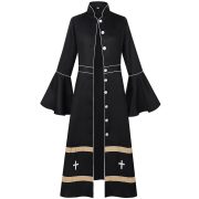 欧美复古暗黑风长款外套cos服万圣节纯色女士连衣裙长袍角色扮演 - Image 2
