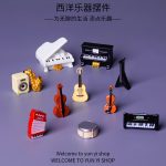 Customizable Decorative Resin Ornament Cartoon Western Musical Instruments Miniature Scene for Living Room Bedroom Dollhouse Decoration
