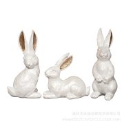 Customizable Decorative Resin Rabbit Ornaments Set of Three for Easter Garden Decoration Realistic Cute Tabletop Accessories - Image 5