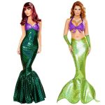 2017 Adult Halloween Costume Mermaid Princess Dress Sexy Bustier Gown Stage Performance Outfit One Size Fits Most Women
