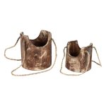 Handmade Wooden Decorative Ornament American Vintage Style Green Plant Flower Pot Hanging Basket Carbonized Utility Tray